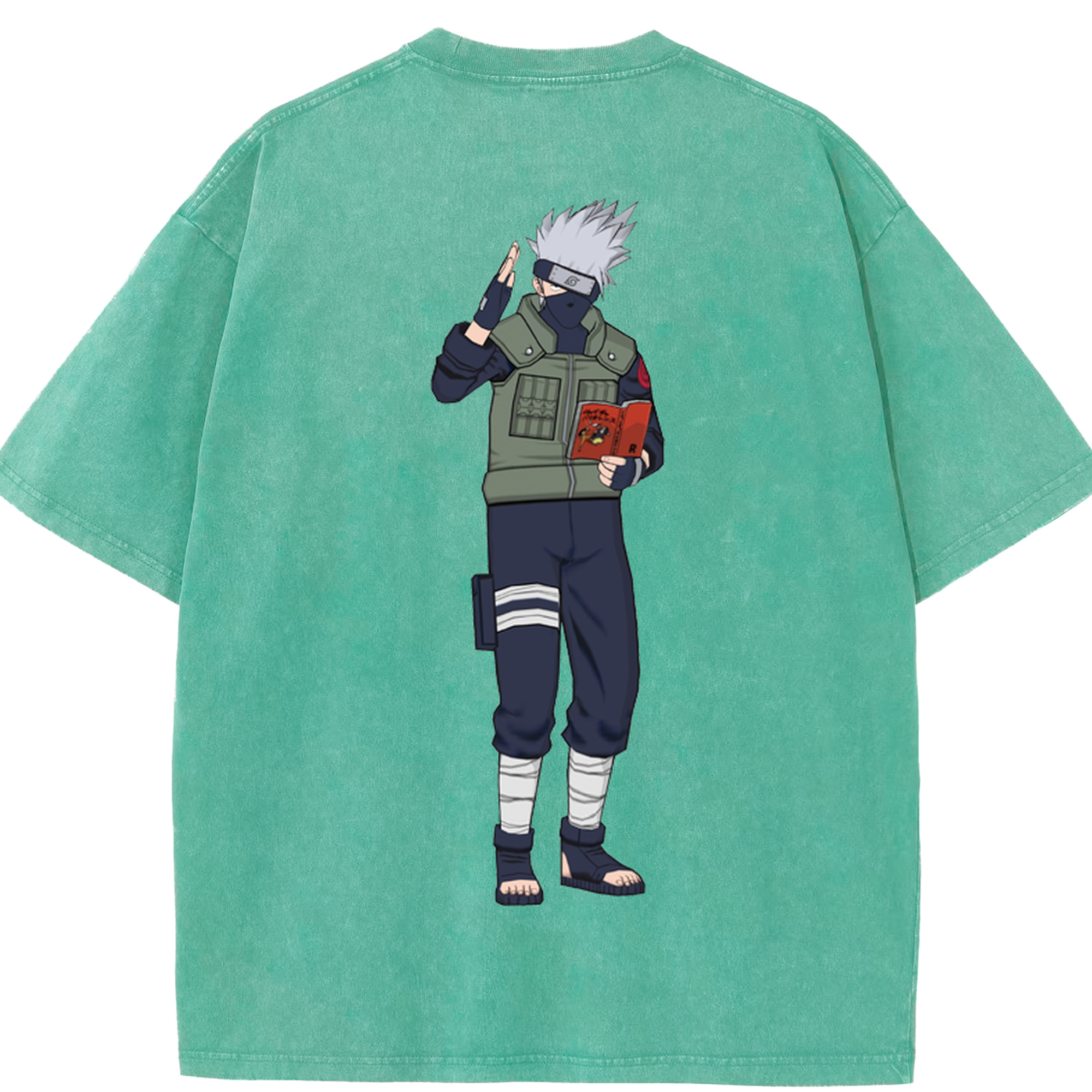 （画像用） NARUTO -ナルト- はたけ カカシ Hatake Kakashi 綿100% ヴィンテージ風 半袖Tシャツ（背面プリント）